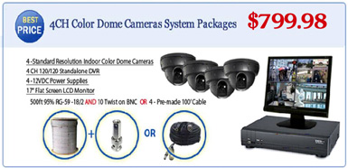 4 CH INDOOR Low Price Security Camera package with 17 inch monitor