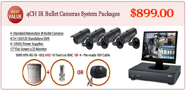 4 CH Outdoor Low Price Security Camera package with 17 inch monitor