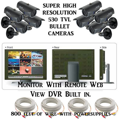 Low Price High Quality 8CH High Res Surveillance System with Monitor and remote view